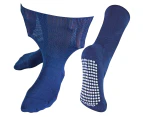 Extra Wide Oedema Socks with Non Slip Grips | Dr.Socks | Mens & Ladies | Bamboo Slipper Socks with Grippers for Swollen Legs Ankles & Feet - Navy - Navy