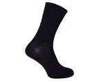 3 Pair Multipack Mens Wool Diabetic Socks for Swollen Legs | Dr.Socks | Ribbed Seamless Merino Wool Socks in Black - Black - Black