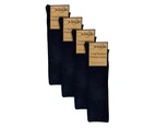 Mens Knee High Diabetic Socks | Dr.Socks | Extra Wide Loose Long Bamboo Socks for Swollen Legs - Black - Black