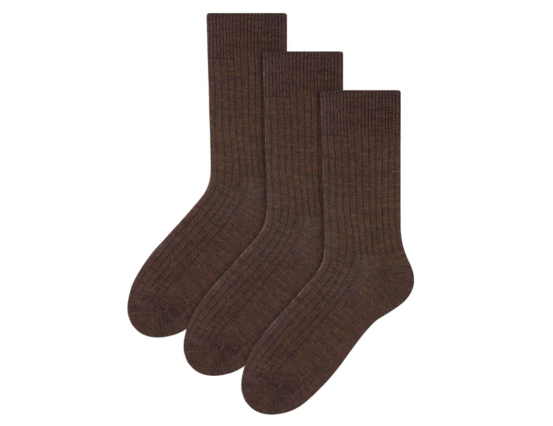 3 Pairs Multipack Mens Alpaca Wool Socks | Steven | Winter Thick Warm Boot Socks | Ideal for Hiking/Trekking/Camping - Brown - Brown