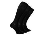 3 Pairs Multipack Mens Knee High Merino Wool Socks | Steven | Breathable Knit Cushioned Over The Knee Socks - Black - Black
