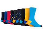 9 Pairs Mens Non Elastic Cotton Socks | Gentle Grip | Soft Loose Top Socks | Diabetic Friendly Socks - Colourburst Mix 1 - Colourburst Mix 1