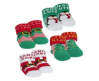 4 Pair Multipack Baby Christmas Socks in Organza Bag | Novelty Warm Fluffy Xmas Socks - Assorted - Assorted