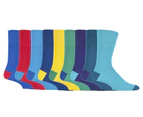 9 Pairs Mens Non Elastic Cotton Socks | Gentle Grip | Soft Loose Top Socks | Diabetic Friendly Socks - Colourburst Mix 2 - Colourburst Mix 2