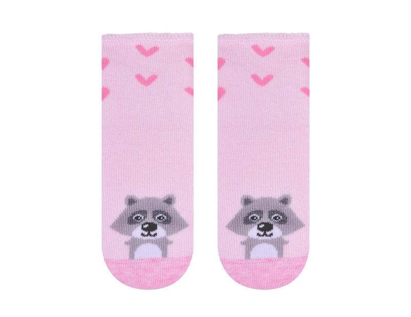 Baby Funny Patterns Cotton Socks | Steven | Soft Colourful Novelty Socks for Boys & Girls - Racoon (Pink) - Racoon (Pink)