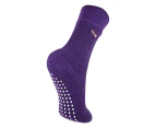 Kids Indoor Slipper Socks with Grippers | THMO | Thick & Warm Comfort Loose Top Non Slip Thermal Socks - Purple - Purple