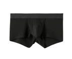 Men Panties U Convex Solid Color Open Front Elastic Waist Sexy Super Stretch Ribbed Underpants Underwear Boxers Shorts for Living Room - Black