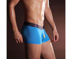 Men Panties Cartoon Pattern U Convex Close Fit Elastic Waist Funny Stretchy Sweat Absorbing Panties Briesf Shorts for Sleeping - Blue