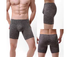U Convex Men Underpants Solid Color Shorts Seamless Mid Waist Boxer Panties for Daily Wear - Black