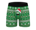 Christmas Boxers 3D Print Aseptic Breathable Funny Colorful Quick Dry Men Underpants for Party - Green