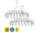 Xtra Kleen 2PCE Clothes Hanger Stainless Steel 40 Pegs Rotating 38 x 28cmcm