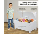 Home Master Kids White Storage Bench Safety Hinge Stylish Design 60 x 54cm - White