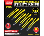 Handy Hardware 144PCE Utility Knife Retractable Safety Lock Easy Slide 130mm