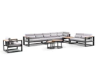 Outdoor Balmoral Package E Outdoor Aluminium And Teak Lounge Setting With Coffee Table - Outdoor Aluminium Lounges - Charcoal/Olefin Grey cushion