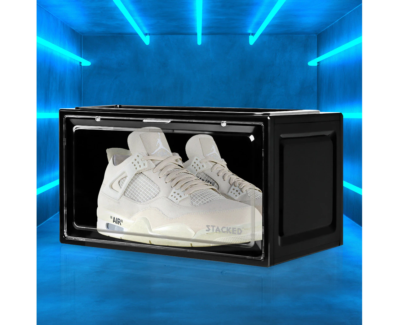 Stacked Shoe Box Acrylic Sneaker Display Case Magnetic Door Anti-oxidation