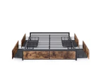 Levede Metal Bed Frame Mattress Base Platform Wooden 4 Drawers Queen Rustic