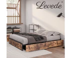 Levede Metal Bed Frame Mattress Base Platform Wooden 4 Drawers Queen Rustic