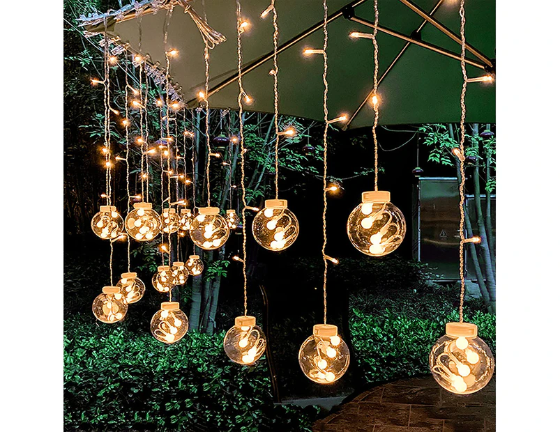 Water-resistant Wishing Ball Curtain String Lights Fairy Hanging Lights for Christmas Tree Decoration Patio Lawn Garden Wedding - Warm White