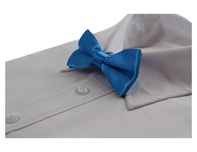 Boys Santorini Blue Plain Bow Tie Polyester