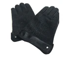 Dents Leather Wool Gloves Fleece Lined Warm Mens Winter Herringbone - Black