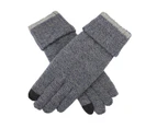 Dents Mens Thinsulate Lined Touchscreen Knit Gloves with Rollover Cuff - Navy Marle