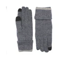 Dents Mens Thinsulate Lined Touchscreen Knit Gloves with Rollover Cuff - Navy Marle