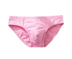 Adult Man Briefs  Stretchy  Breathable  Solid Color Male Underwear  for Daily Life - Pink