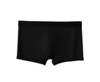 Men Underpants Ice Silk U Convex Plus Size Close Fit Mid Waist Panties for Daily Wear - Black