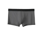 Men Underpants Ice Silk U Convex Plus Size Close Fit Mid Waist Panties for Daily Wear - Grey