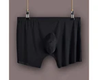 Ice Silk Men Boxers U Convex Design Breathable Mid Waist Men Underpants for Daily Wear - Black