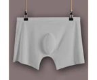 Ice Silk Men Boxers U Convex Design Breathable Mid Waist Men Underpants for Daily Wear - Grey