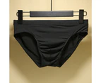 U Convex Solid Color Breathable Man Briefs Ice Silk Low-Waist Male Underwear for Inside Wear - Black