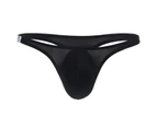 Breathable Seamless Ice Silk Men Briefs U Convex Low Waist Thong for Inside Wear - Black