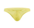 Breathable Seamless Ice Silk Men Briefs U Convex Low Waist Thong for Inside Wear - Yellow