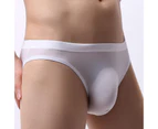 Longjiang Solid Color Transparent Men Briefs Ice Silk U Convex Seamless Male Underwear Male Underpants - White