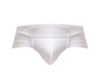 U Convex Lift Hip Men Underpants Stretchy Low Waist Solid Color Boxer Briefs for Inside Wear - White