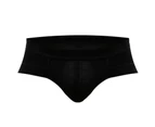 U Convex Lift Hip Men Underpants Stretchy Low Waist Solid Color Boxer Briefs for Inside Wear - Black