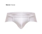 U Convex Lift Hip Men Underpants Stretchy Low Waist Solid Color Boxer Briefs for Inside Wear - White