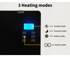 Electric Heater Glass Panel Space Convection Energy Efficient Wall Mount 1500W - Black