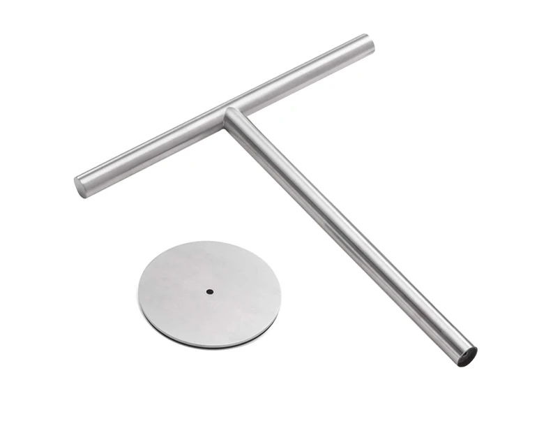 1 Set Towel Rack Strong Load-bearing Stainless Steel T Shape Standing Type Hand Cleaning Cloth Rack Daily Use - Silver