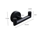2Pcs Hanging Hook Wall-mounted Strong Loading Capacity Waterproof Stainless Steel Black Bathroom Double Towel Hook - Black