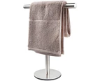 1 Set Towel Rack Strong Load-bearing Stainless Steel T Shape Standing Type Hand Cleaning Cloth Rack Daily Use - Silver