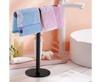 1 Set Towel Rack Strong Load-bearing Stainless Steel T Shape Standing Type Hand Cleaning Cloth Rack Daily Use - Black