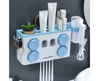 1 Set Toothbrush Shelf Round Hole Groove Top Shelf Toothpaste Squeeze Save Space Punch Free Toothbrush Holder Bathroom Supply - Blue