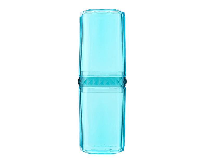 1 Set Toothbrush Holder Shock-proof Leak-proof Good Sealing Strong Loading Dustproof Transparent Visible Mouthwash Cup Travel Supply - Blue