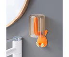 1 Set Toothbrush Organizer Punch-free U-shaped Slot with Cup Wall-mounted Cartoon Bunny Shape Toothbrush Storage Rack Household Product - Orange