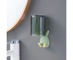 1 Set Toothbrush Organizer Punch-free U-shaped Slot with Cup Wall-mounted Cartoon Bunny Shape Toothbrush Storage Rack Household Product - Green