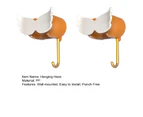 2 Set Hanging Hook Wall-mounted Punch Free Space-saving Multifunction Self-adhesive Household Broom Holder Daily Use - Orange