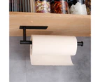 1 Set Paper Towel Holder Self-adhesive Wall Mounted under Cabinet Kitchen Bathroom Roll Paper Holding Rack for Daily Use - Black