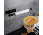 1 Set Paper Towel Holder Self-adhesive Wall Mounted under Cabinet Kitchen Bathroom Roll Paper Holding Rack for Daily Use - Black
